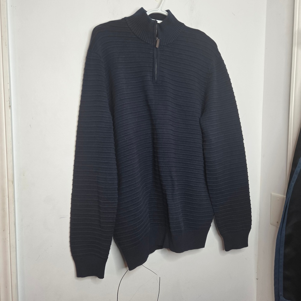 Art of Rhetoric Mens XL Navy Blue Ribbed Quarter Zip Mock Neck Sweater